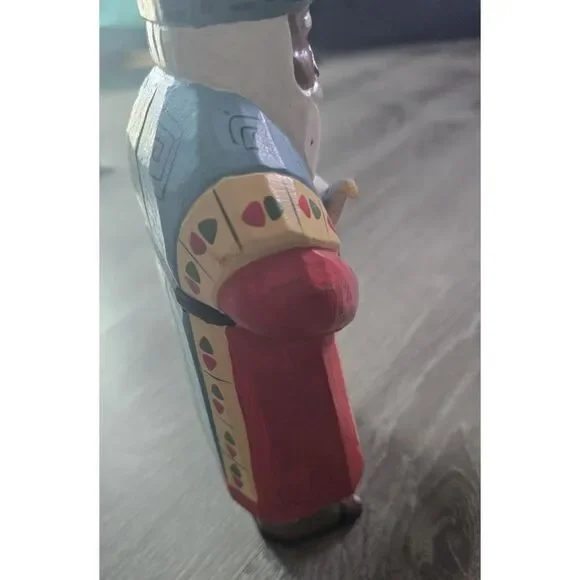 3 Vintage Painted Folk Art Christmas African / Brown Santa Figures Decor 10" - Picture 9 of 16